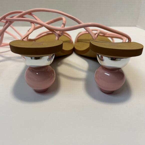 INC Chedel Pink Lace Up Wrapping Ankle Tie Dress Sandals 6.5M - Picture 4 of 10